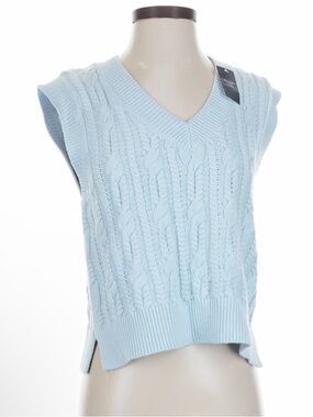 Abercrombie & Fitch Light Blue Cable Knit V-Neck Sweater Vest